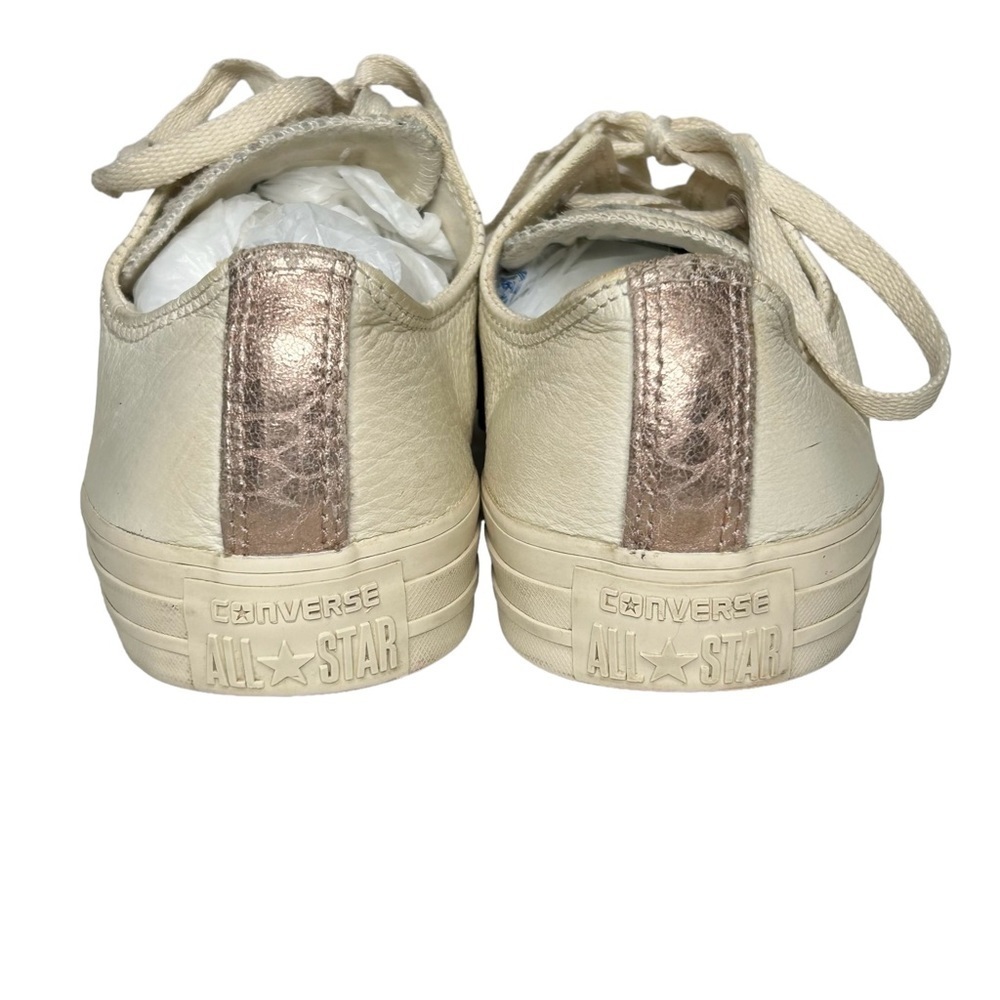 Converse Chuck Taylor All Star Creamy White Leather Lace-Up Classic Sneakers - Picture 7 of 11